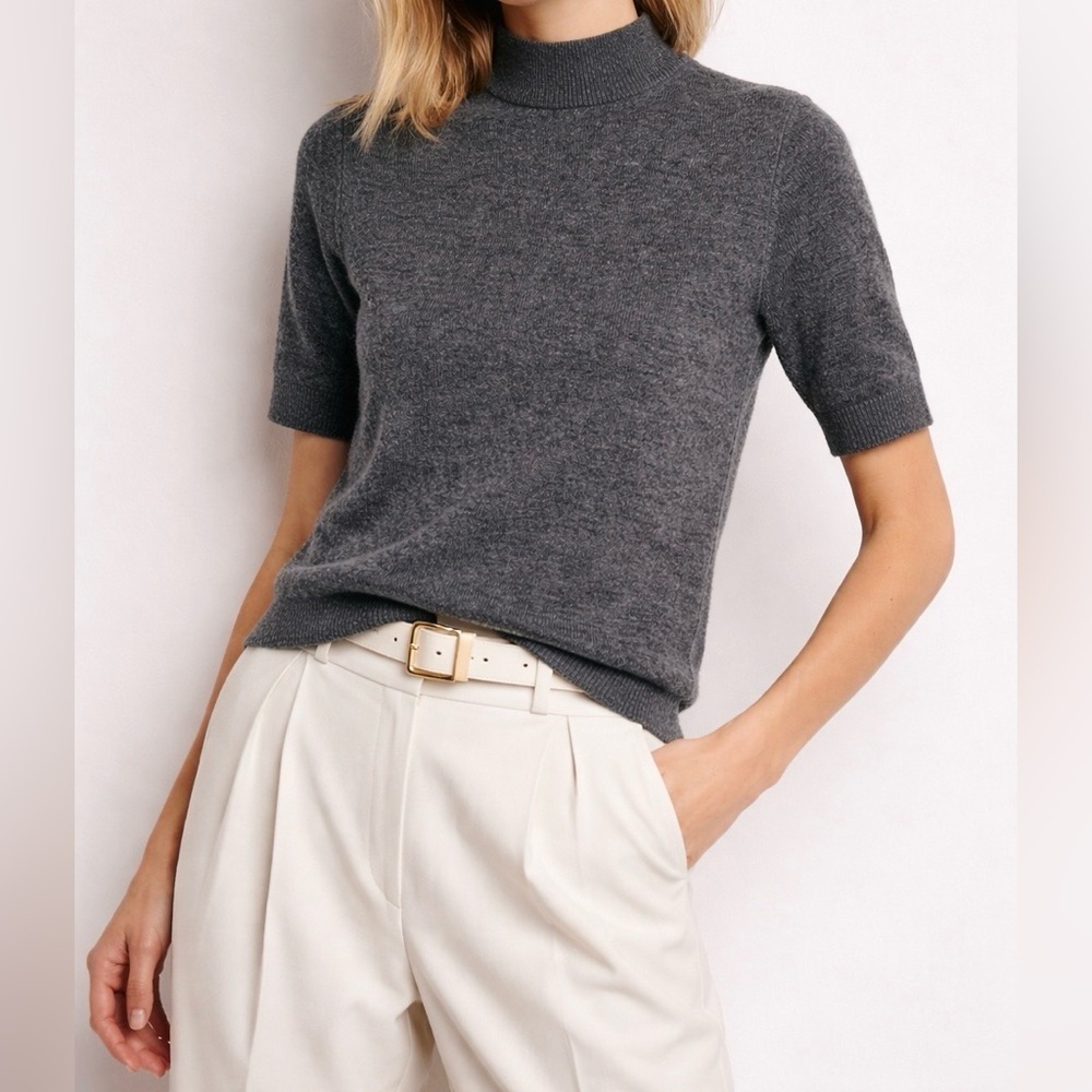 Lafayette 148 New York Dark Gray Cashmere Mockneck Sweater size XS